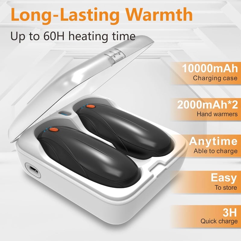 Yuegit Hand Warmers Rechargeable 2Pack,14000mAh Electric Hand Warmers with Charging Case,Quick Charge Portable Heater,Gifts for Christmas,Winter,Outdoor,Camping,Hunting Accessories - Image 2